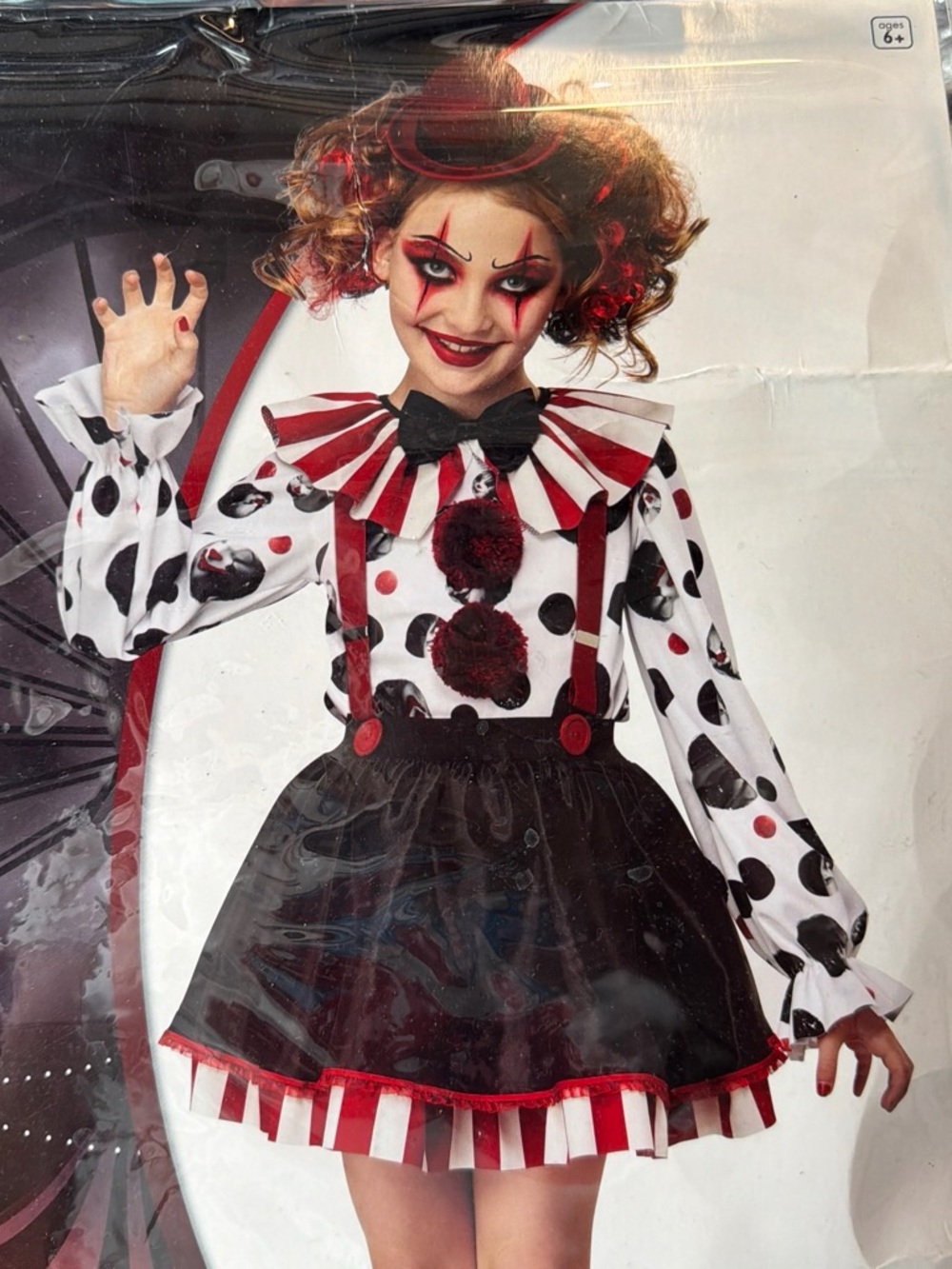 Kids Red & Black Clown Costume with Polka Dot Top